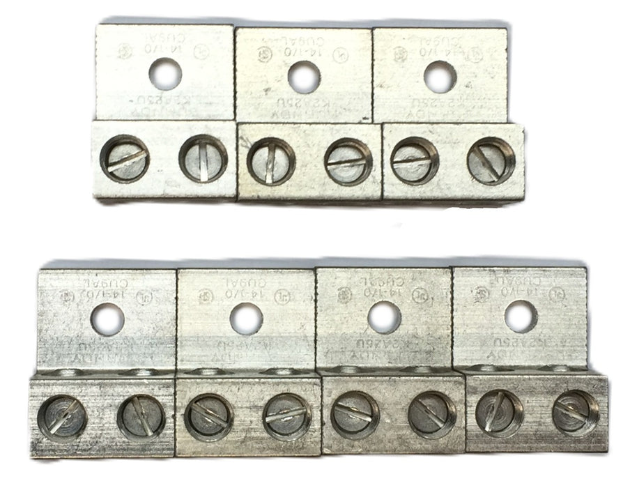 Burndy (2)14 STR 1/0 STR Stud:1/4" Terminal Block K2A25U (392028) [Lot of 7] NOS