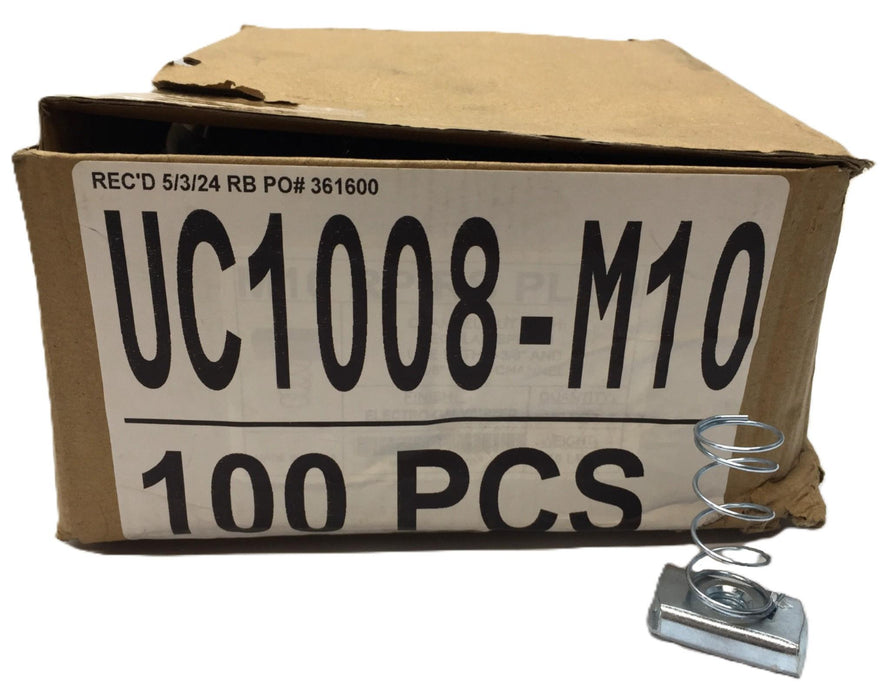 Unbranded Channel Nut with Spring Box (100pcs) UC1008-M10 NOS