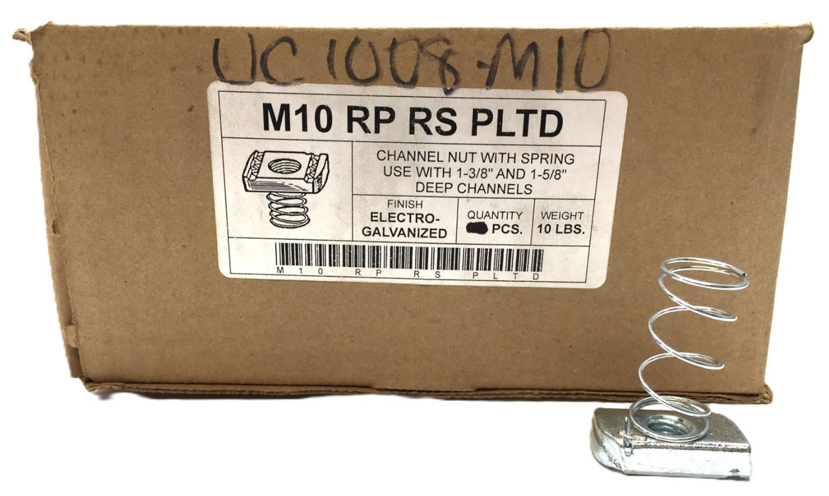 Unbranded Channel Nut with Spring Box (94pcs) M10 RP RS PLTD (UC1008-M10) NOS