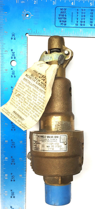 Kunkle Valve Div. 1" Bronze 90-PSIG Pressure Relief Valve 6186FE01-KM NOS