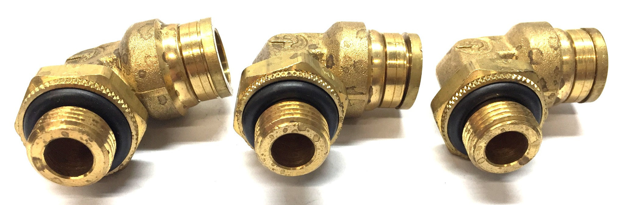Parker 1/2"OD Quick Connect x M16-1.5 Brass 90-Degree Elbow [Lot of 3] NOS