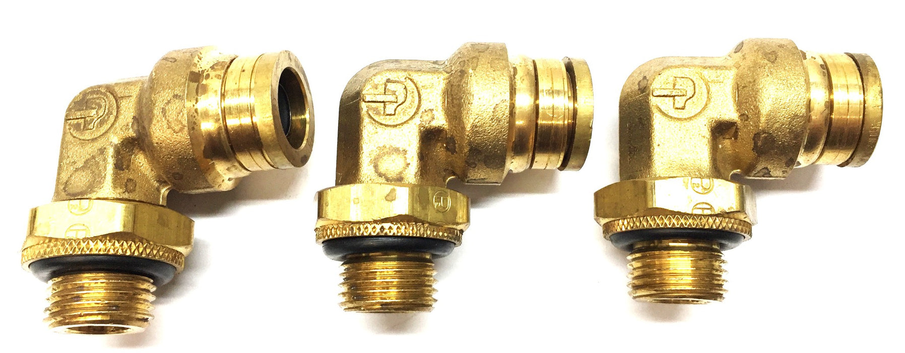 Parker 1/2"OD Quick Connect x M16-1.5 Brass 90-Degree Elbow [Lot of 3] NOS
