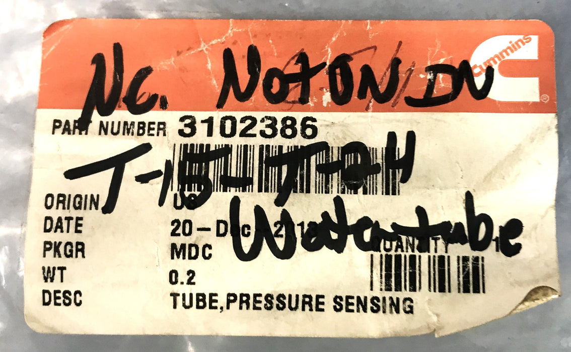 Cummins EGR Pressure Tube 3102386 NOS