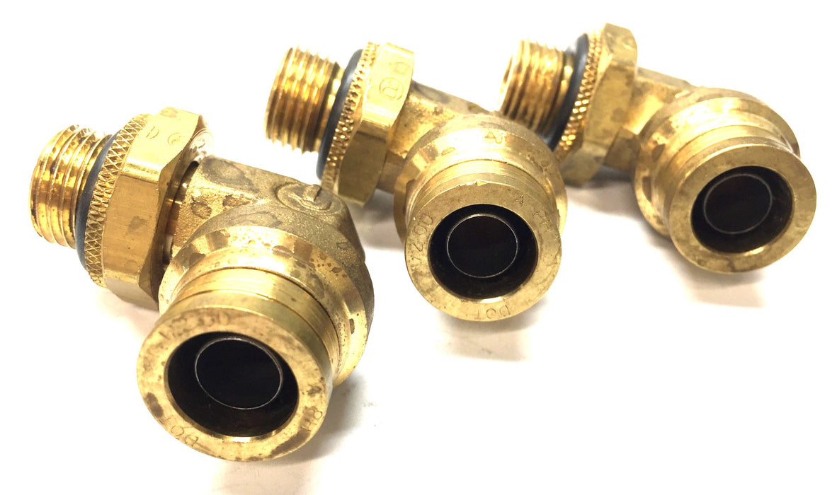 Parker 1/2"OD Quick Connect x M16-1.5 Brass 90-Degree Elbow [Lot of 3] NOS