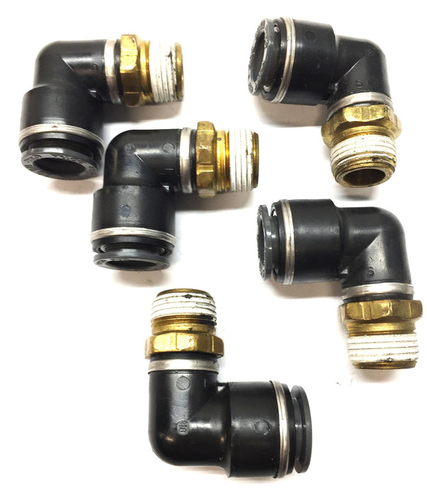 SMC 1/2"OD x 3/4"-10 NPT 90-Degree Male Elbow Connector Fitting [Lot of 5] NOS