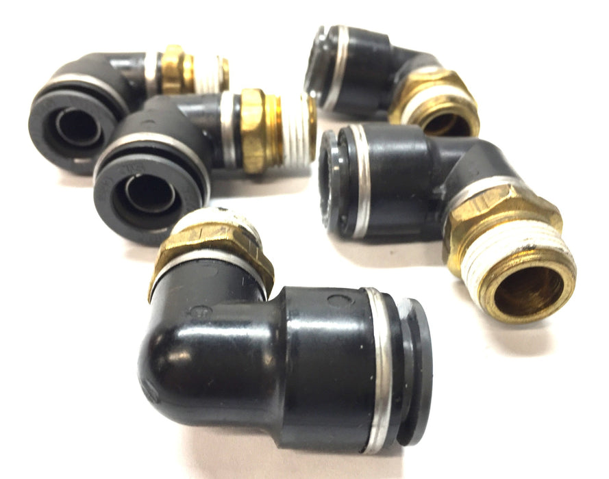 SMC 1/2"OD x 3/4"-10 NPT 90-Degree Male Elbow Connector Fitting [Lot of 5] NOS