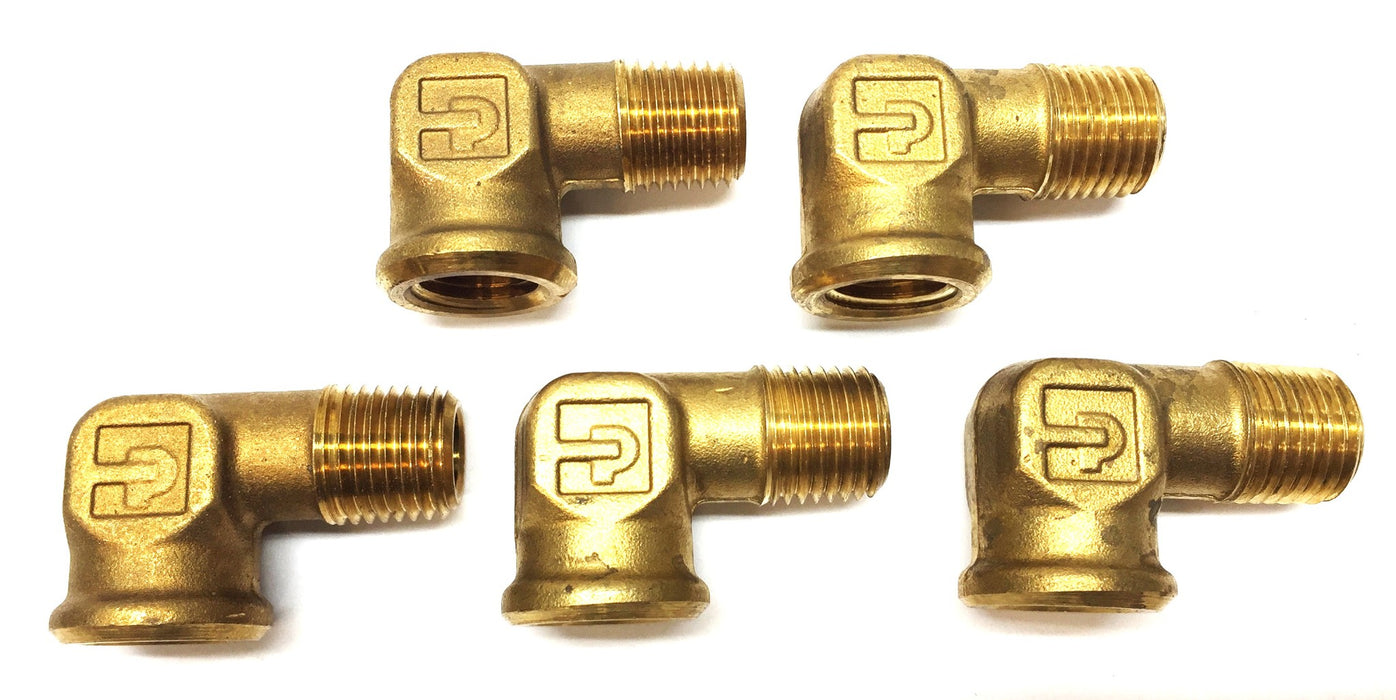Parker 9/16"-18(M) x 1/2"-20(F) Brass Elbow [Lot of 5] NOS