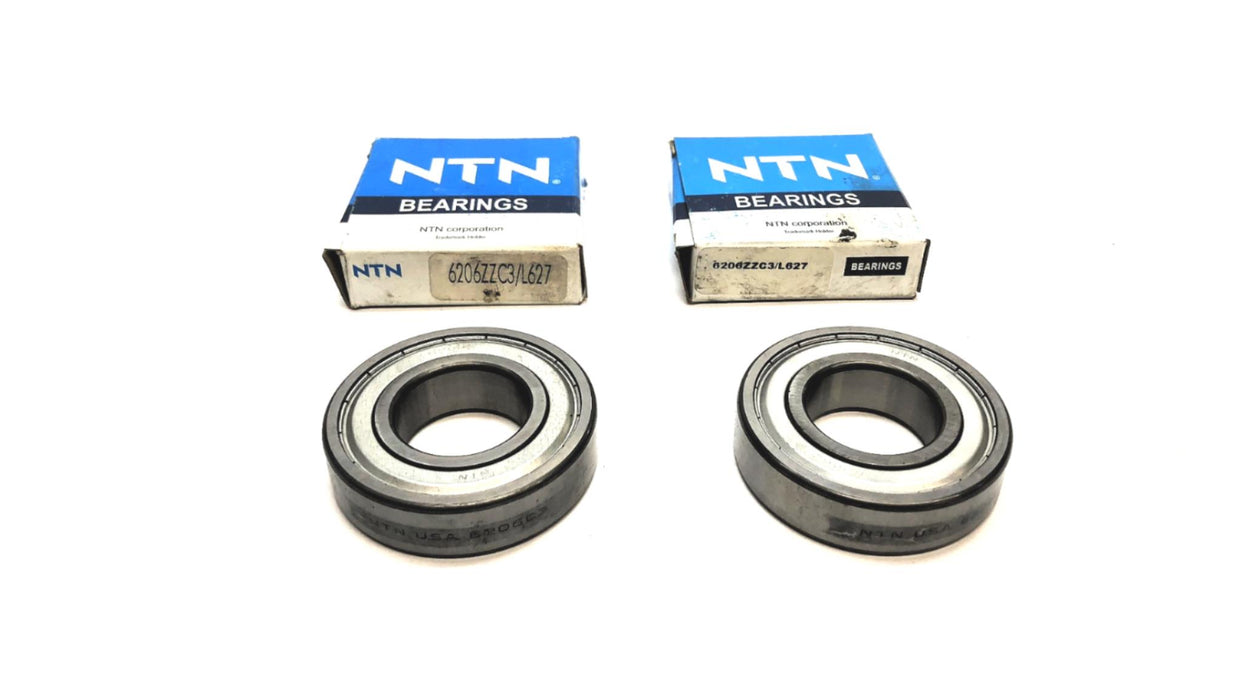 NTN Metal Shielded Ball Bearing 6206ZZC3/L627 [Lot of 2] NOS