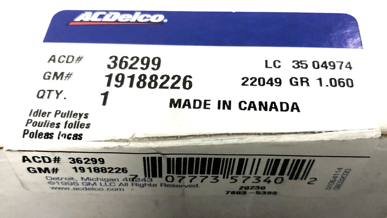AC Delco Drive Belt Idler Pulley 36299 NOS