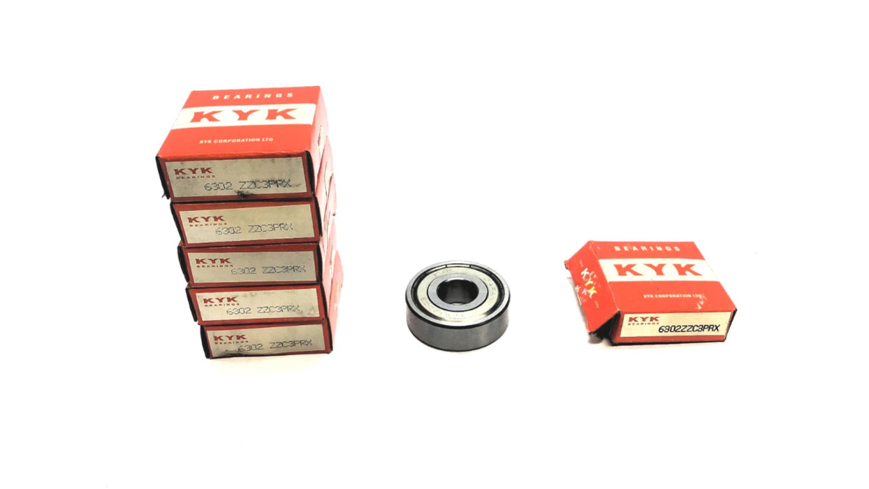 KYK Metal Shielded Ball Bearing 6302ZZC3PRX [Lot of 6] NOS