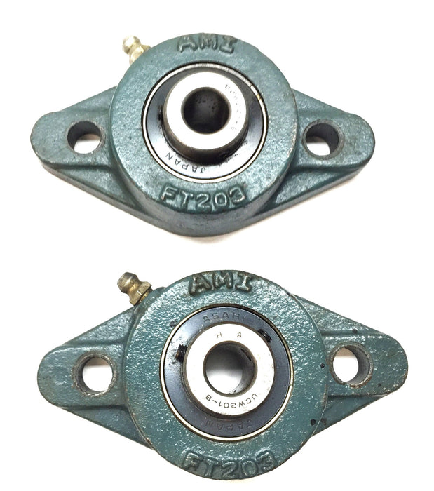 AMI 2-Bolt Pillow Block Bearing w/Zerk Fitting FT203 (UCW201-8) [Lot of 2] USED