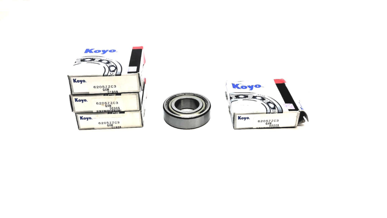 Koyo Deep Groove Ball Bearing 6205ZZC3 [Lot of 4] NOS