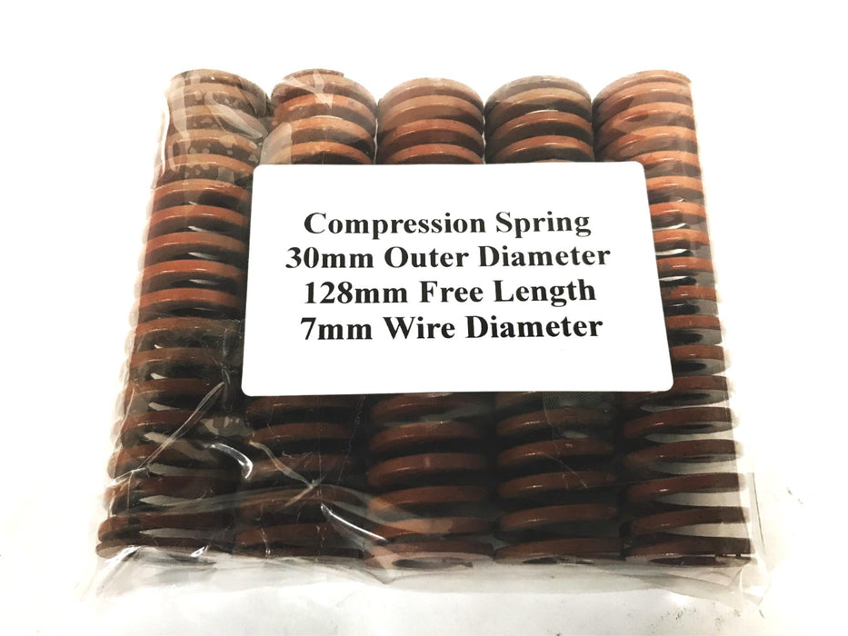 Unbranded Brown 30mm x 128mm Compression Spring [Lot of 5] NOS