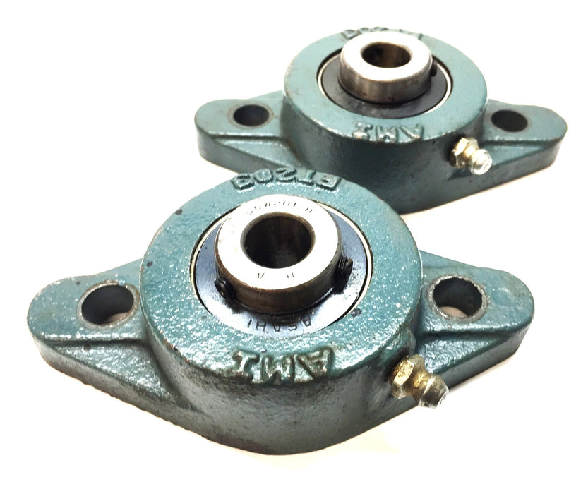 AMI 2-Bolt Pillow Block Bearing w/Zerk Fitting FT203 (UCW201-8) [Lot of 2] USED