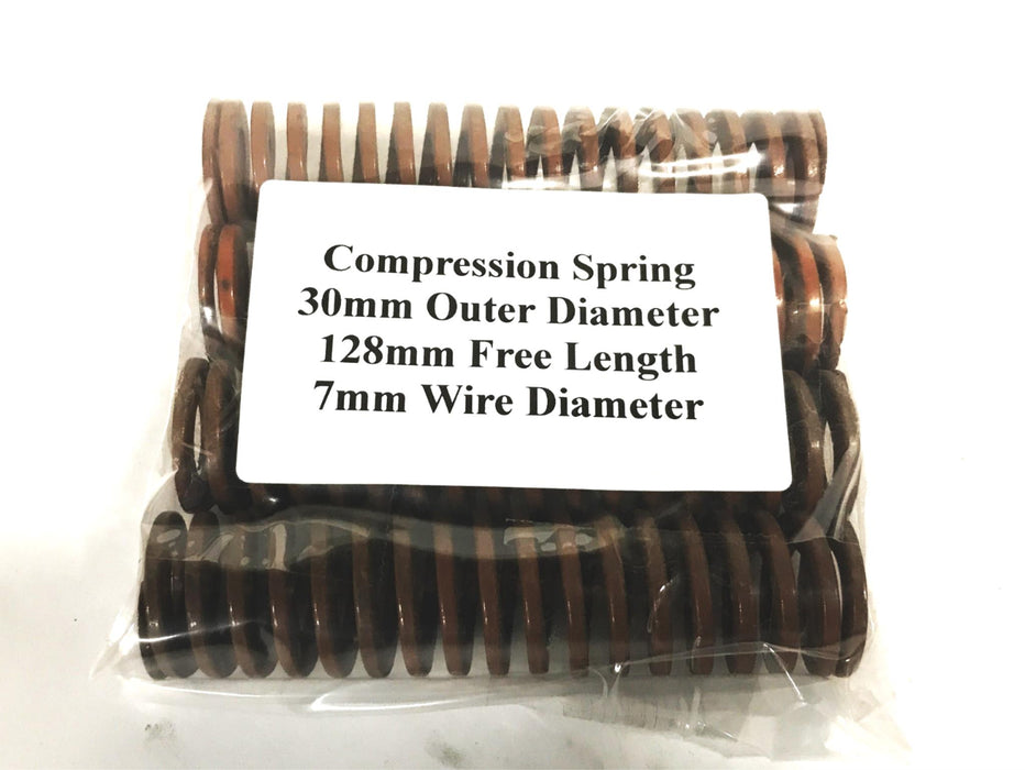 Unbranded Brown 30mm x 128mm Compression Spring [Lot of 4] NOS
