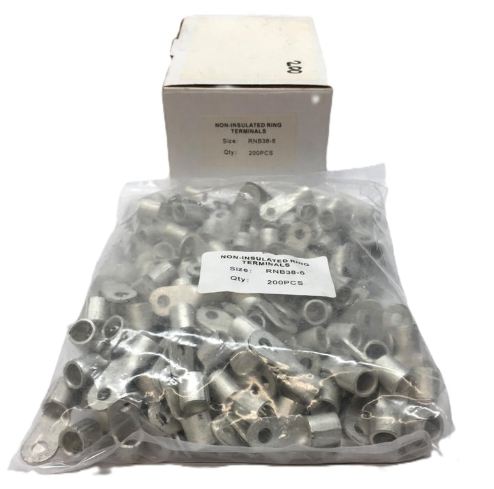 RNB Cold Pressed Non-Insulated Round Ring Terminal Box (200pcs) RNB38-6 NOS