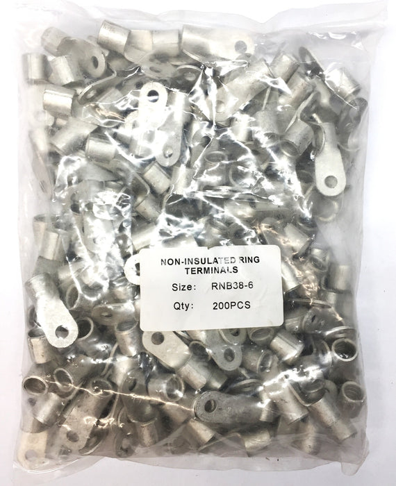 RNB Cold Pressed Non-Insulated Round Ring Terminal Box (200pcs) RNB38-6 NOS