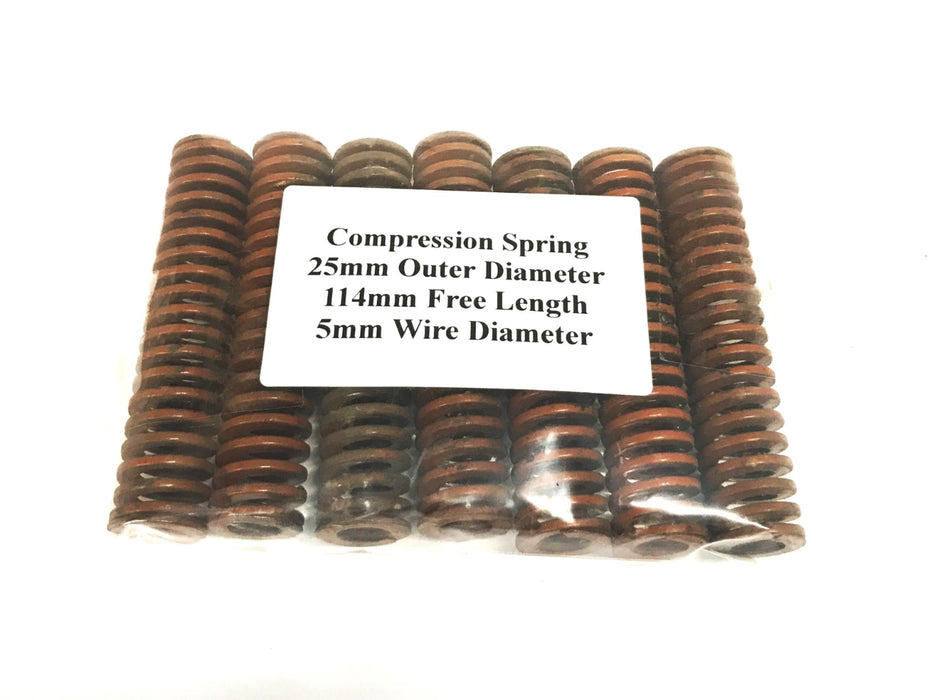 Unbranded Brown 25mm x 114mm Compression Spring [Lot of 7] NOS