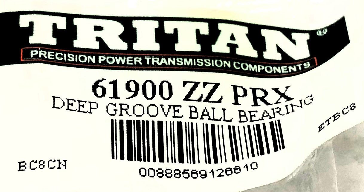 Tritan Radial Ball Bearing 61900ZZPRX (6900Z) [Lot of 9] NOS