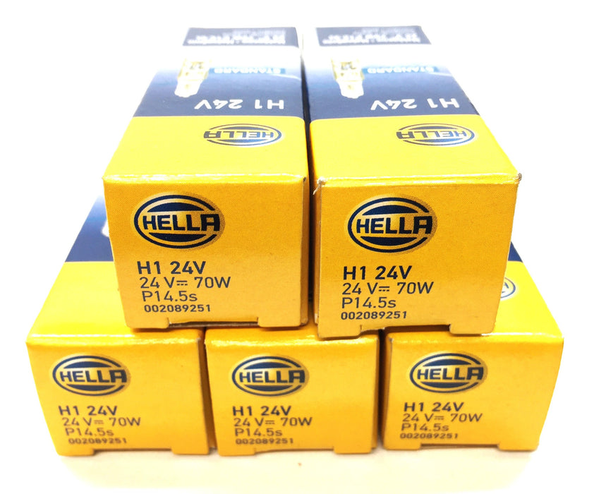 Hella Standard 24V/70W P14.5s Halogen Bulb H1 24V [Lot of 5] NOS