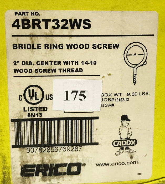 Erico Caddy Steel Bridle Ring Wood Screw 4BRT32WS [Lot of 175] NOS