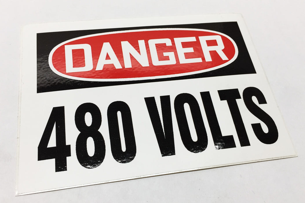 Unbranded 3-1/2" x 5" Vinyl 'DANGER 480 VOLTS' Sticker Pack (5pcs) NOS