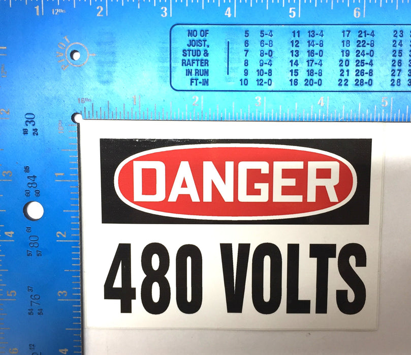 Unbranded 3-1/2" x 5" Vinyl 'DANGER 480 VOLTS' Sticker Pack (5pcs) NOS