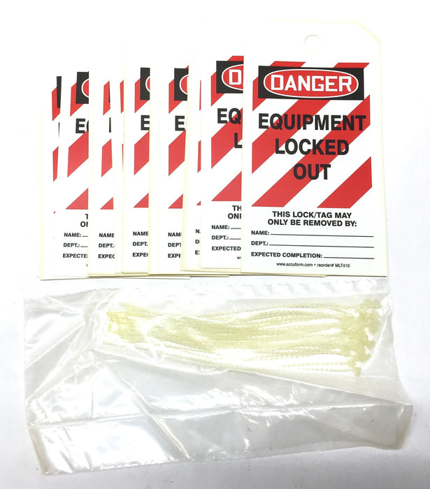 Accuform "Danger Equipment Locked Out" 6"x 3" Lockout Tag Pack MLT410 (25pcs)NOS
