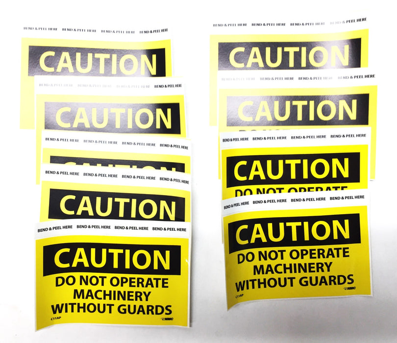 NMC 3"x5" "CAUTION-DO NOT OPERATE MACHINERY..." Vinyl Sticker Pack (8pcs) C11AP