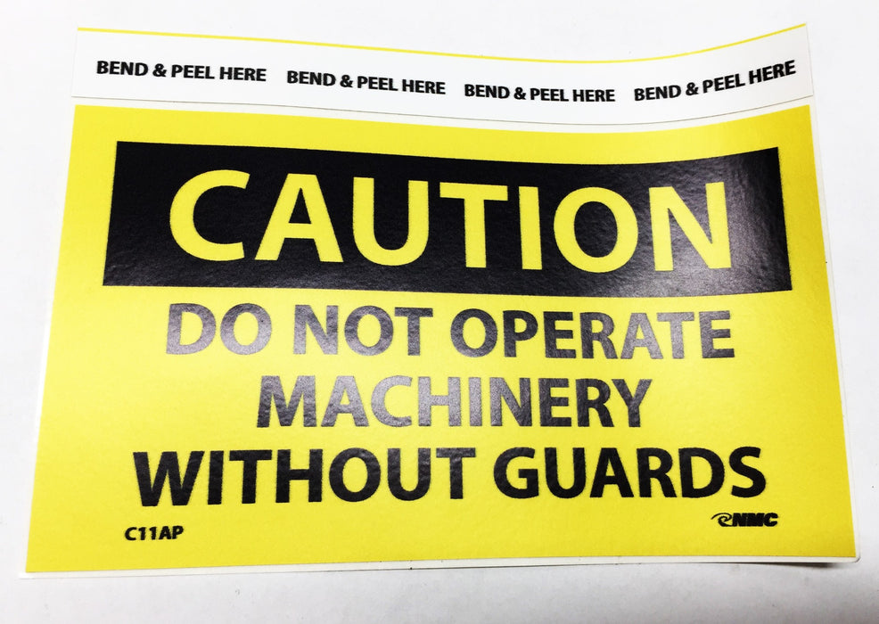 NMC 3"x5" "CAUTION-DO NOT OPERATE MACHINERY..." Vinyl Sticker Pack (8pcs) C11AP