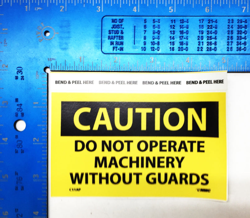 NMC 3"x5" "CAUTION-DO NOT OPERATE MACHINERY..." Vinyl Sticker Pack (8pcs) C11AP
