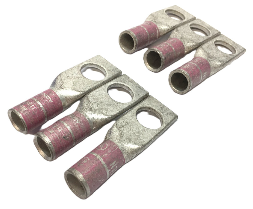 Burndy 1-Hole Straight 1/2" Pink N100 1/0 STR CU Lug Connector [Lot of 6] NOS