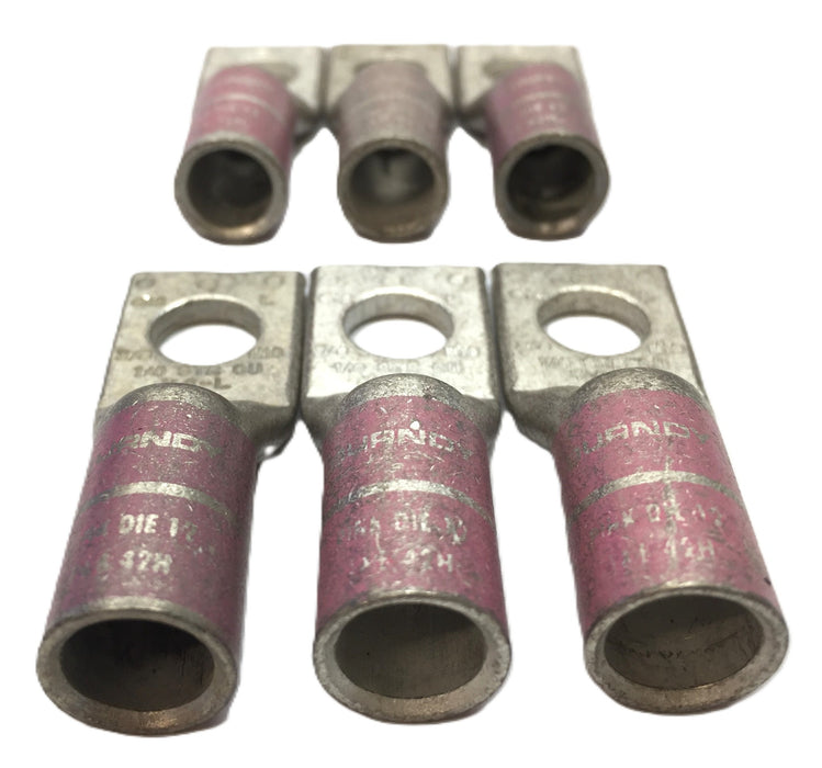 Burndy 1-Hole Straight 3/8" Pink DIE 12 1/0 STR CU Connector M10 [Lot of 6] NOS