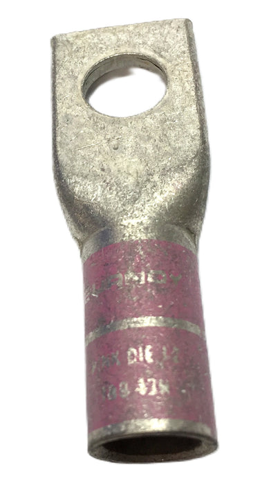 Burndy 1-Hole Straight 3/8" Pink DIE 12 1/0 STR CU Connector M10 [Lot of 6] NOS