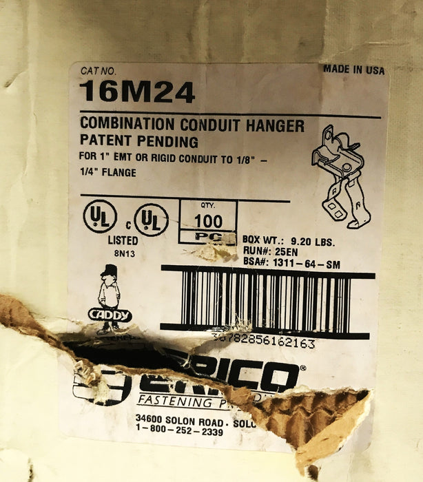 Erico Caddy Combination Conduit Hanger 16M24 [Lot of 90] NOS