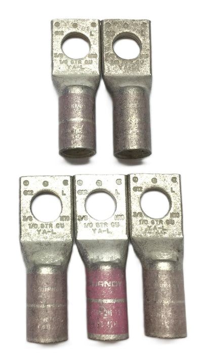 Burndy 1-Hole Straight 3/8" Pink DIE 12 1/0 STR CU Connector M10 [Lot of 5] NOS