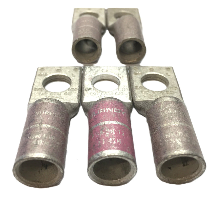 Burndy 1-Hole Straight 3/8" Pink DIE 12 1/0 STR CU Connector M10 [Lot of 5] NOS
