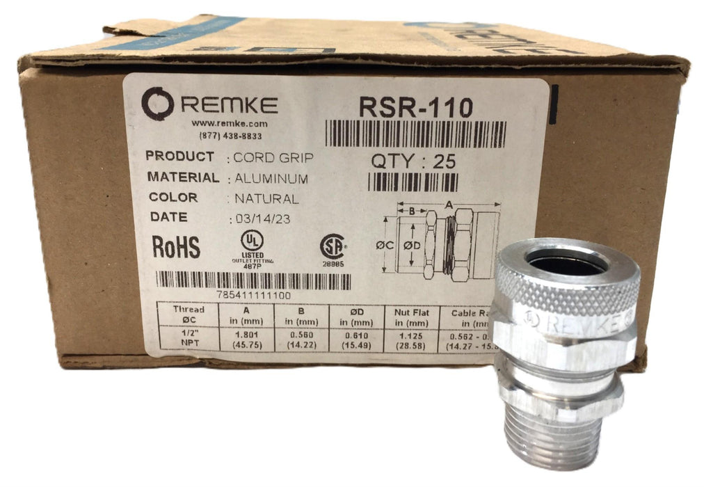 Remke Natural Aluminum Cord Grip Box (25pcs) RSR-110 NOS