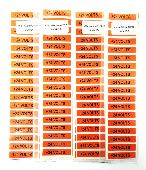 Unbranded 1/2" x 2-1/4" "+24 Volts" Vinyl Label Pack (5pcs) [Lot of 4] NOS
