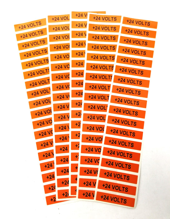 Unbranded 1/2" x 2-1/4" "+24 Volts" Vinyl Label Pack (5pcs) [Lot of 4] NOS