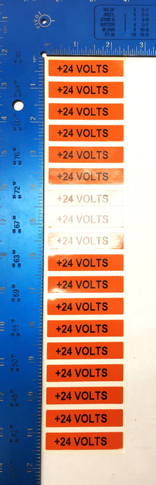 Unbranded 1/2" x 2-1/4" "+24 Volts" Vinyl Label Pack (5pcs) [Lot of 4] NOS