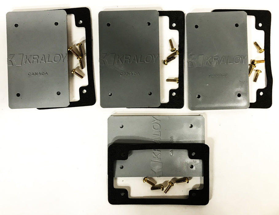 Kraloy PVC 1-Gang Blank Wall Plate Kit with Gasket 078241 [Lot of 4] NOS