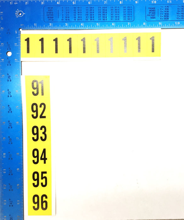 Unbranded Black/Yellow 1"x1-1/2" Adhesive Number Label Set SB4CP-NUM (27pcs) NOS