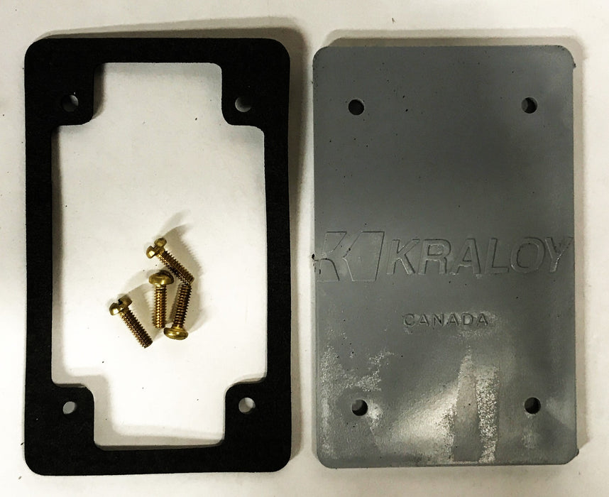 Kraloy PVC 1-Gang Blank Wall Plate Kit with Gasket 078241 [Lot of 4] NOS