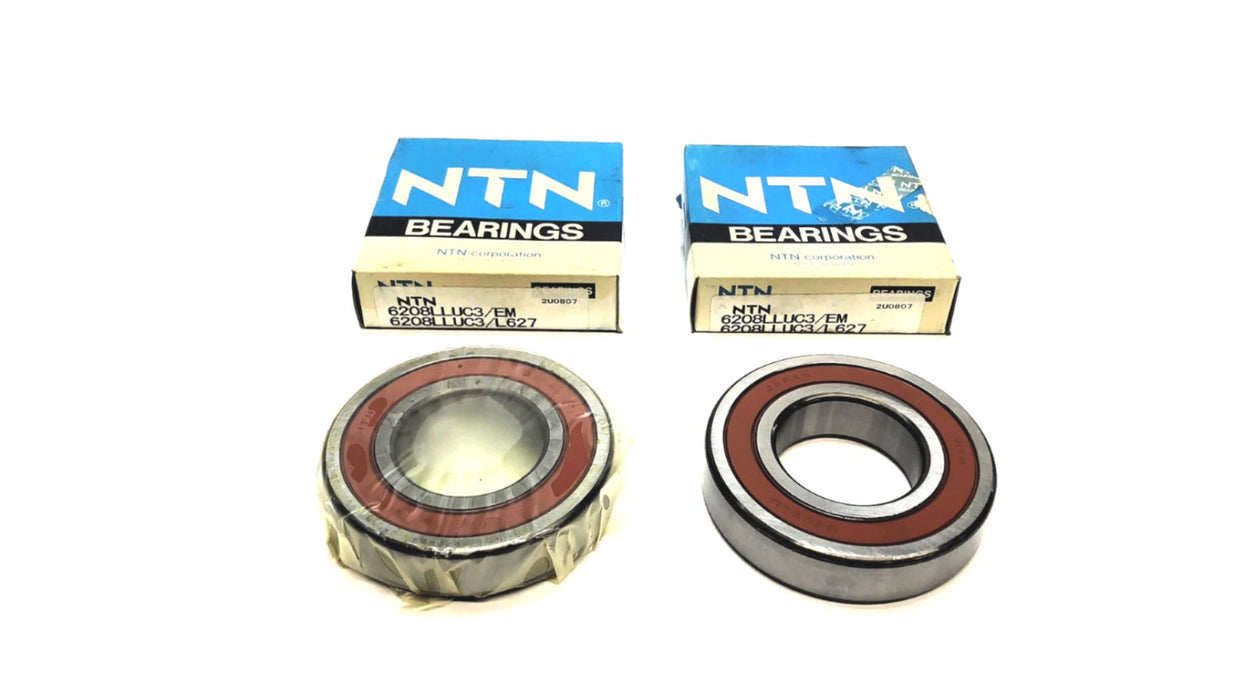 NTN Single Row Radial Ball Bearing 6208LLUC3/EM (6208LLUC3/L627) [Lot of 2] NOS