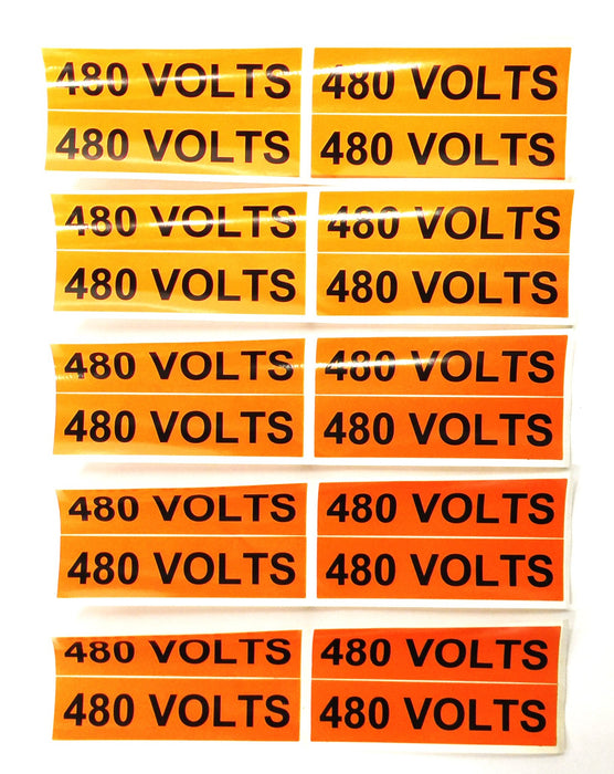 Seton 8-1/4" "480 VOLTS" PVC Snap-On Marker(4pcs)w/1"x4-1/2" Decal Set (5pcs)NOS
