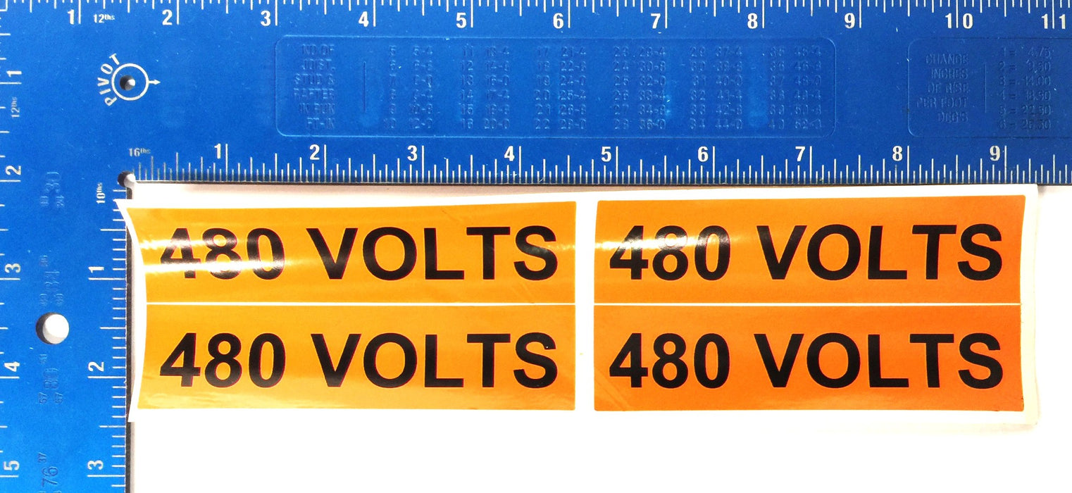 Seton 8-1/4" "480 VOLTS" PVC Snap-On Marker(4pcs)w/1"x4-1/2" Decal Set (5pcs)NOS