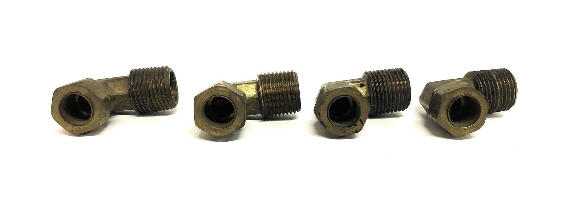 Unbranded 1/2 Inch Male To Female Brass Elbow Fitting 14 TPI [Lot of 4] USED