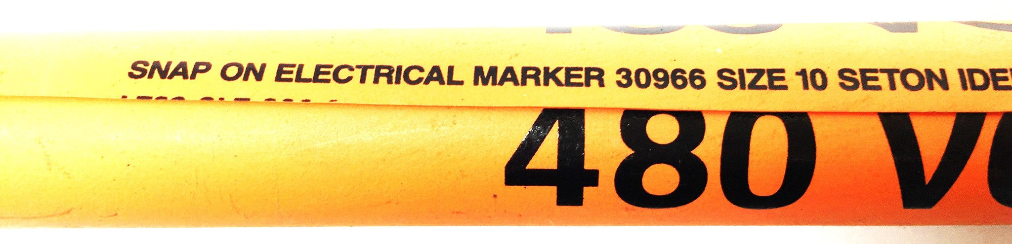 Seton 8-1/4" "480 VOLTS" PVC Snap-On Marker(4pcs)w/1"x4-1/2" Decal Set (5pcs)NOS