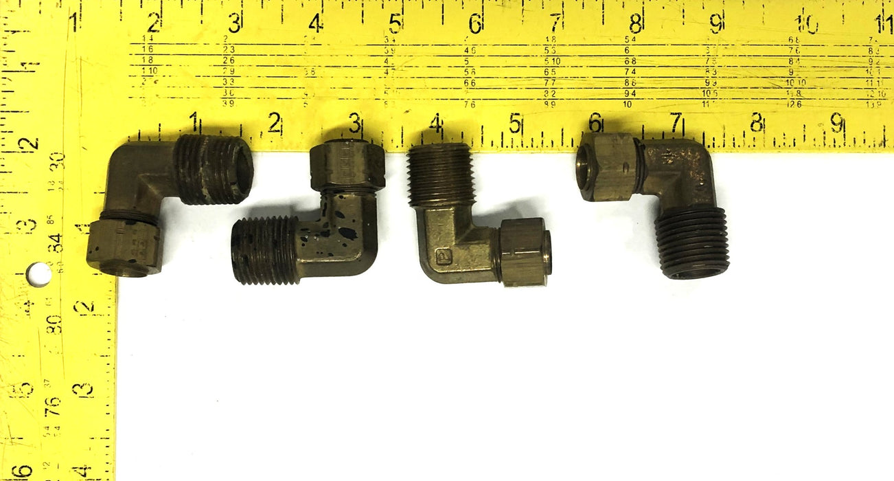 Unbranded 1/2 Inch Male To Female Brass Elbow Fitting 14 TPI [Lot of 4] USED